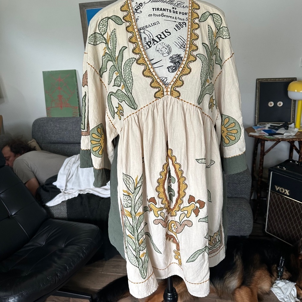 ❌SOLD ELSEWHERE ❌ Zara Linen Blend Embroidered Dress Rare - Picture 7 of 13